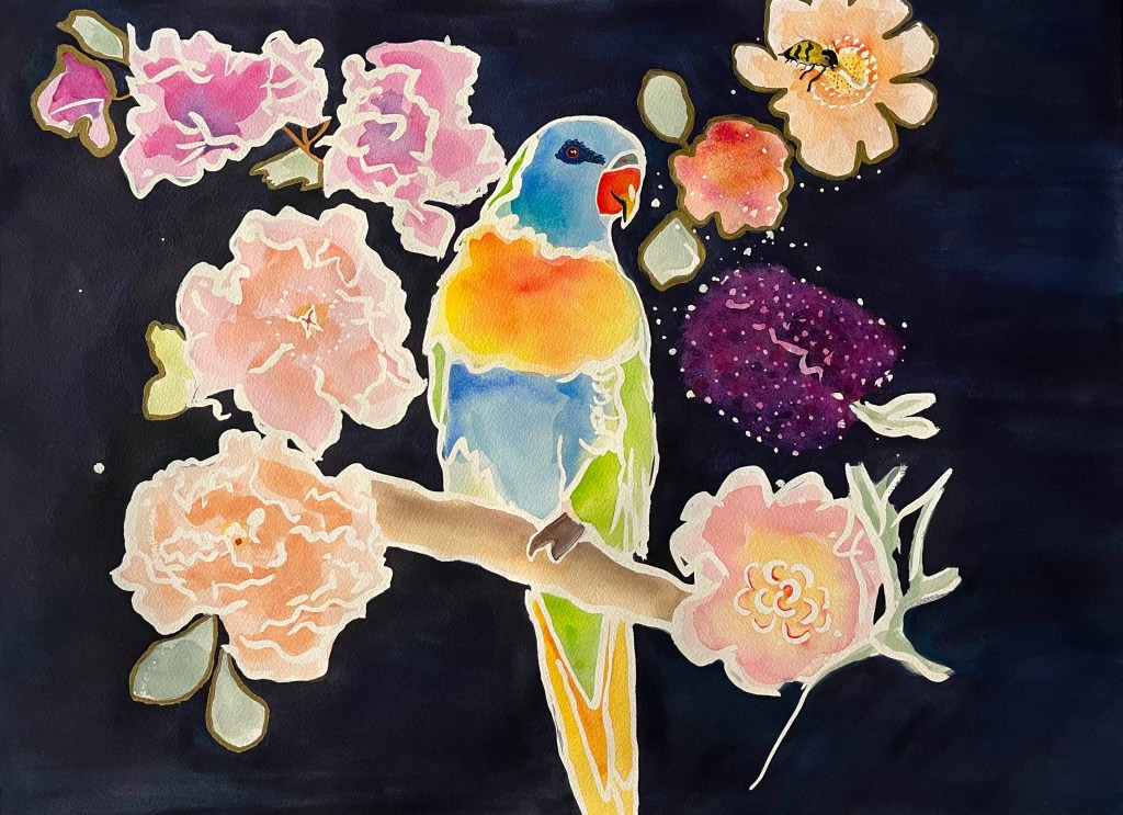 Painting a Rainbow Lorikeet&nbsp;Floral