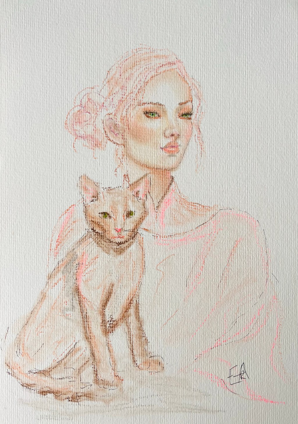 Drawing A Model and Her&nbsp;Cat