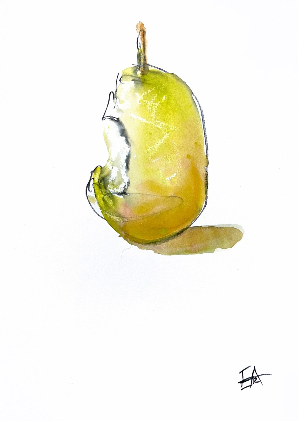 Bitten Pear Impressionism Still Life Painting
